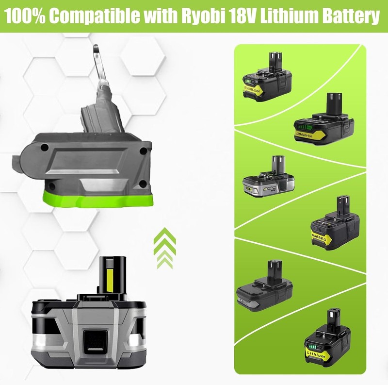 New Version V8 V7 Battery Adapter for Ryobi 18V Lithium Battery Convert to gallery