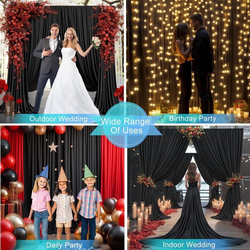 20ft x 12ft Black Backdrop Curtains Panels for Parties Birthday Party Wrinkle... gallery