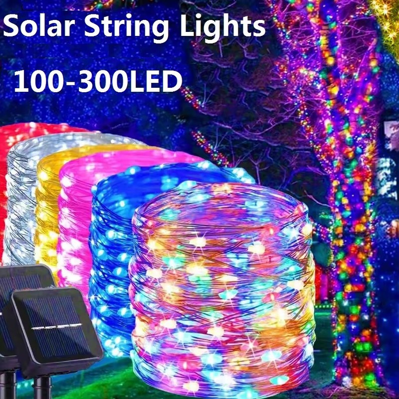 100-300 LED Christmas Solar String Lights Outdoor Waterproof Garden Party Decor gallery