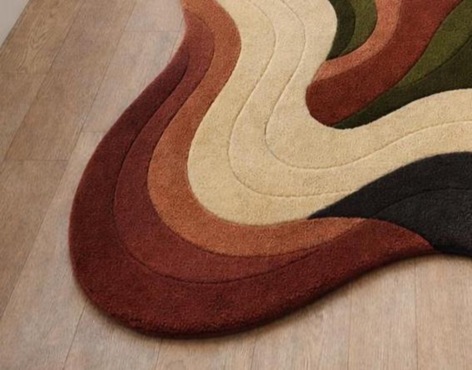 Abstract Wavy Runner Rug | Irregular Shape Hand Tufted Runner | Modern Hallway gallery