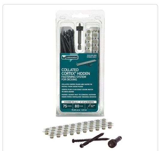 FASTENMASTER COLLATED CORTEX HIDDEN FASTENER VERANDA DECK 2-1/2" STONE GREY 75PC gallery
