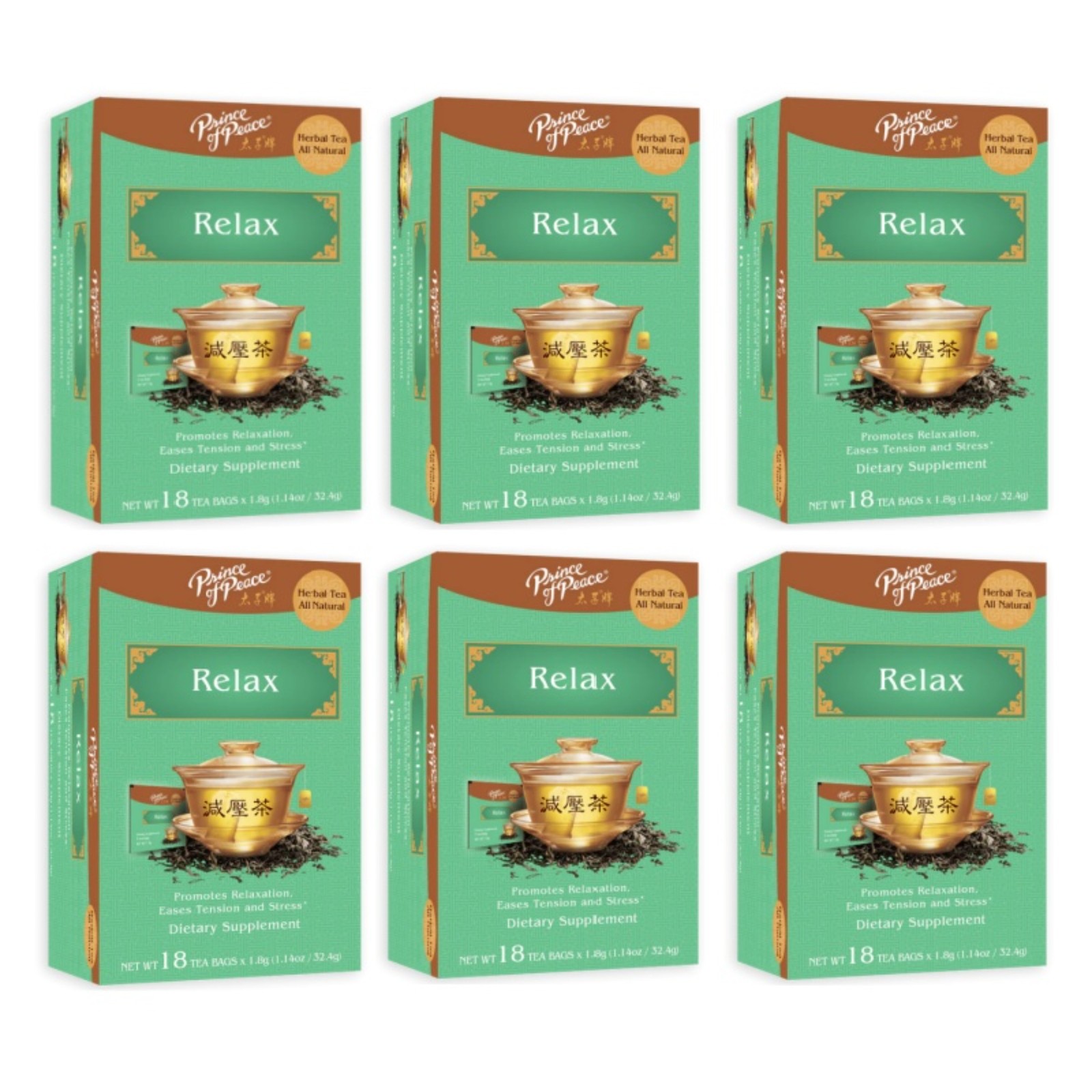 Relax Tea Herbal Tea-6 Boxes- 18 Tea Bags Each Box -Prince of Peace gallery