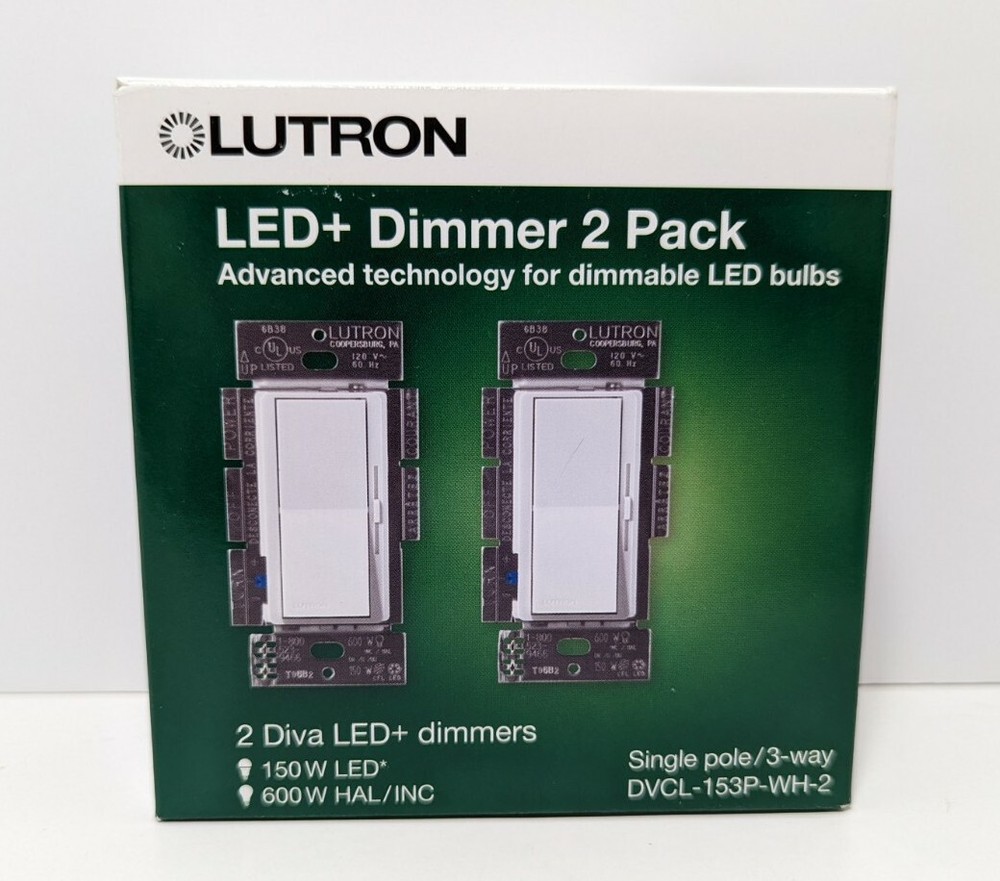 Lutron Diva LED+ Dimmer 2 Pack (DVCL-153P-WH-2) White **FREE SHIPPING**