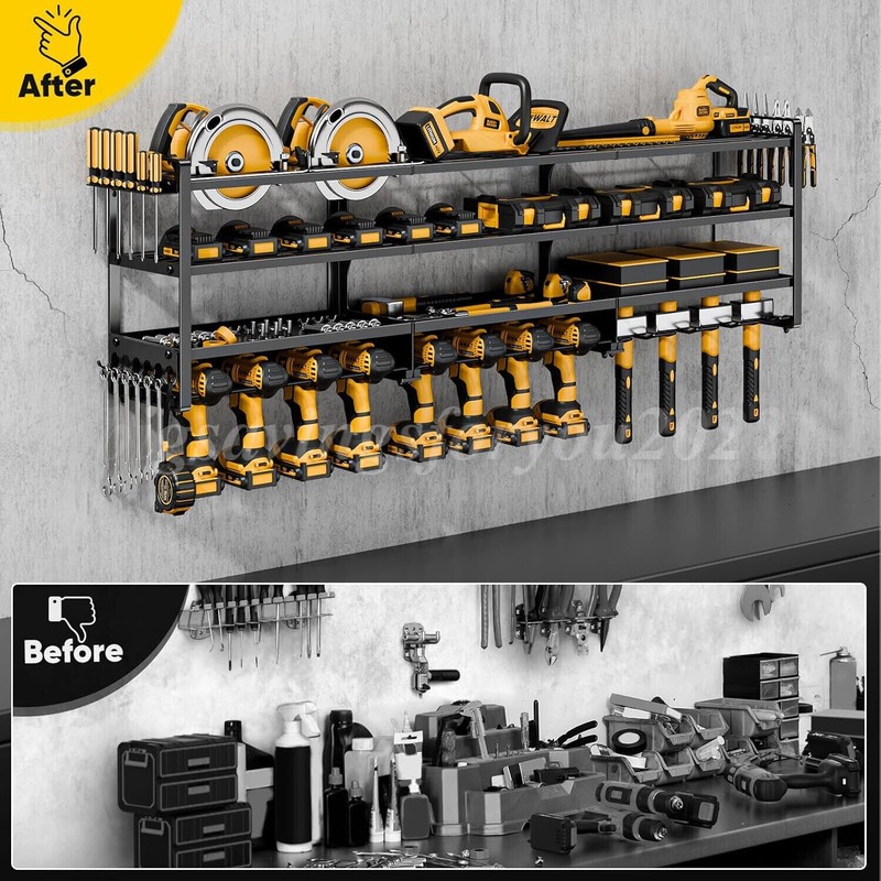Power Tool Organizer Wall Mount,Extended Large Heavy Duty 8 Drill Holder,4 Layer gallery