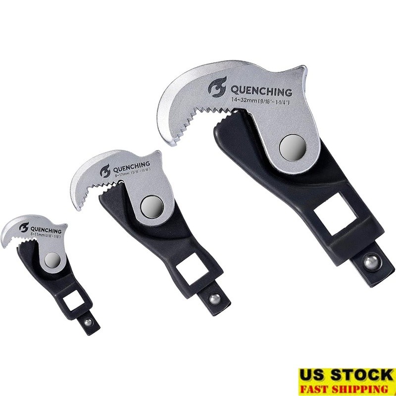 Self Adjusting Crowfoot Wrench Set 3 Piece Kit 5-32mm Drive Chrome Vanadium New