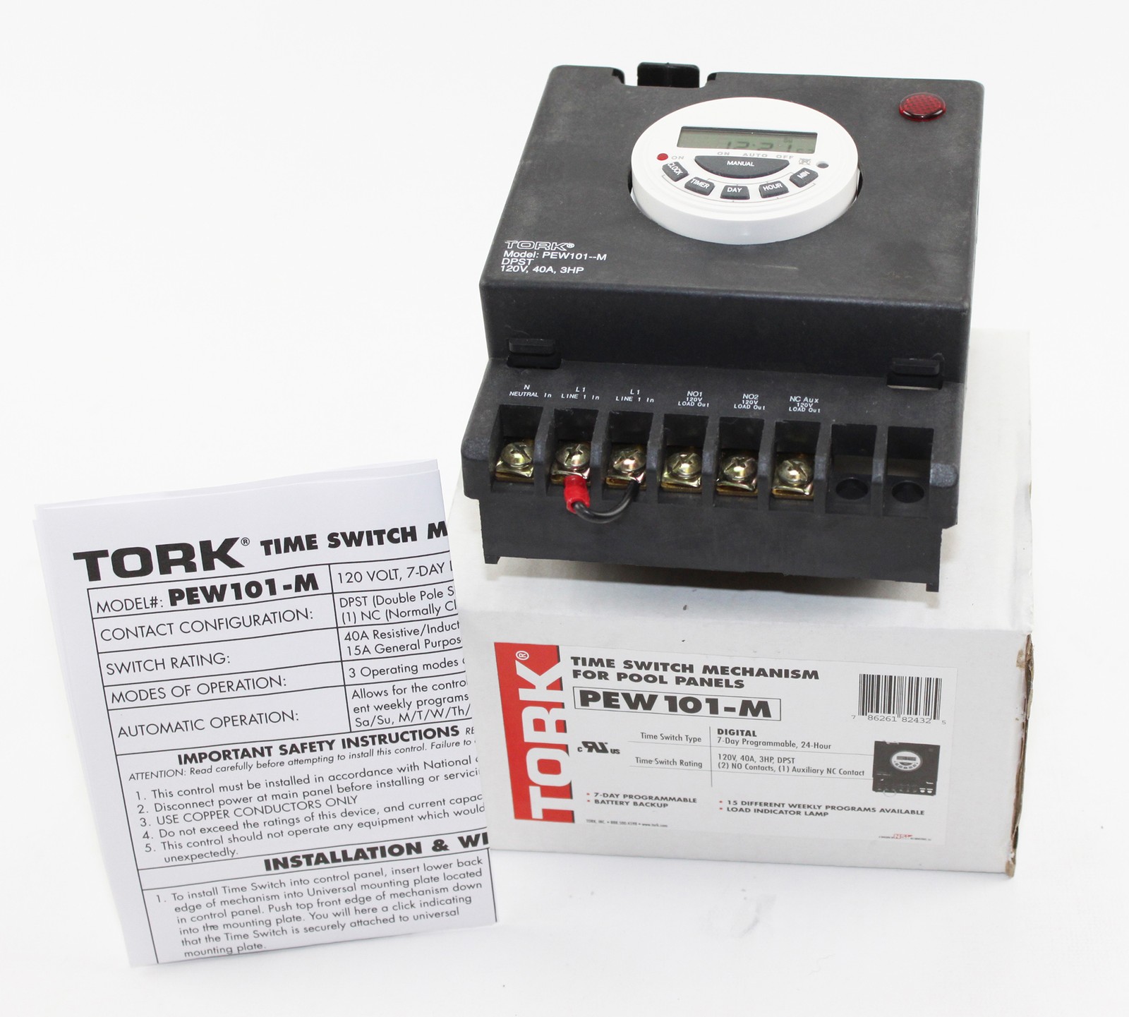 TORK NSI PEW101-M PEW DIGITAL TIME SWITCH FOR POOL SPA CONTROL 24 HOUR 7 DAY NIB gallery