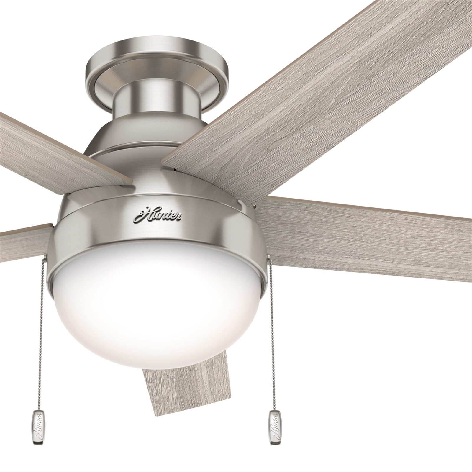 Hunter Fan 46 inch Brushed Nickel Low Profile Indoor Ceiling Fan with Light Kit gallery