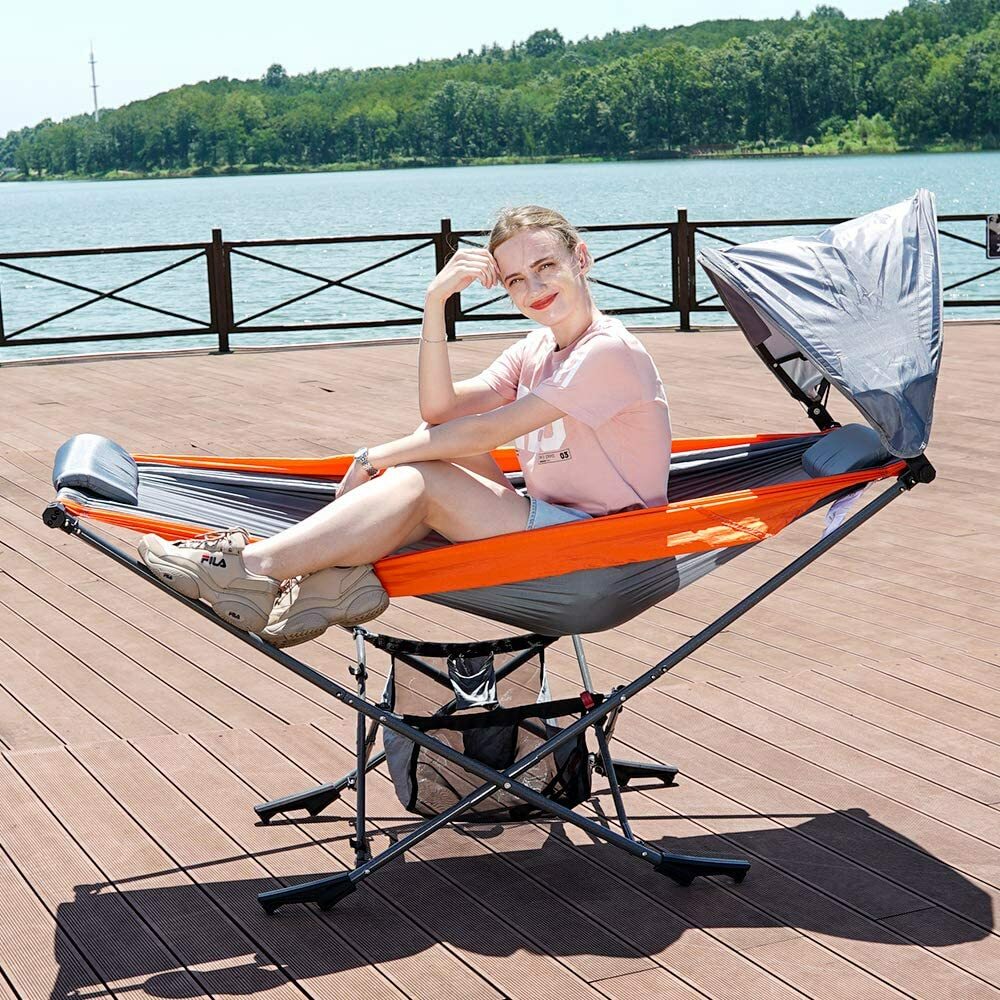 Outdoor Camping Hammock With Stand Portable Folding Hammock For Beach Camping gallery