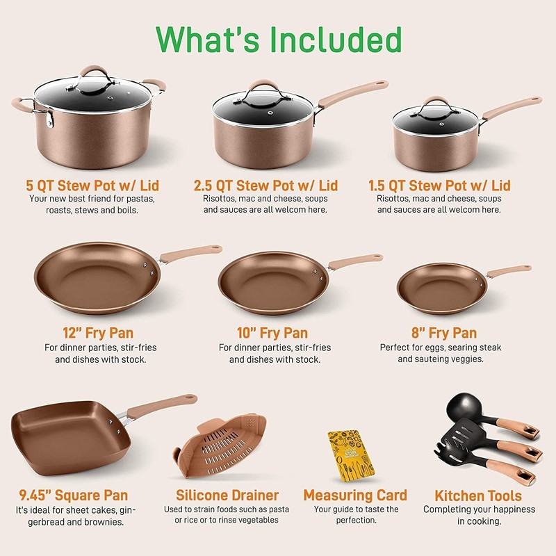 NutriChef 14Pcs Kitchenware Pots & Pans Set-17.56lbs, High Qualified, Non Stick gallery