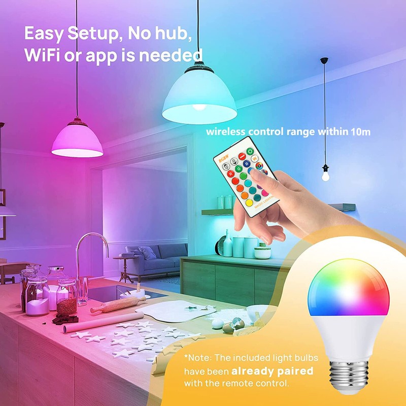 4pcs Remote Control Color Changing Light RGB LED Bulbs Dimmable Party Lights gallery