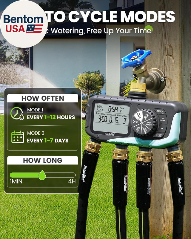 Sprinkler Timer 4 Zone, Water Timer for Programmable, for Soaker Hose with Rain gallery