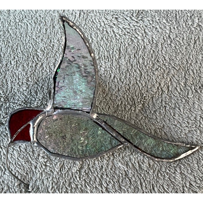 Vintage Multi Color Stained Glass Flower Pot Hanger Hummingbird - 3.5"X4" gallery