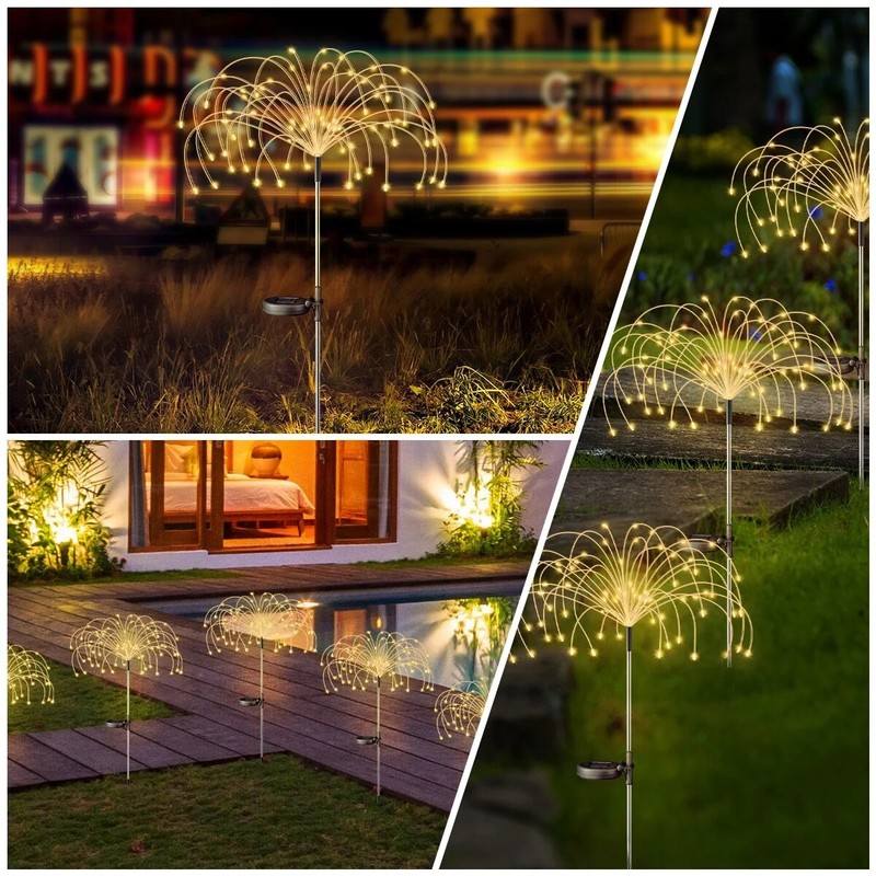 150 LED Solar Firework Lights Garden Outdoor Waterproof Yard Backyard path Decor gallery