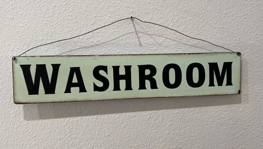 WASHROOM Vintage Look 15" x 3" Rustic Metal Sign Chic Retro gallery