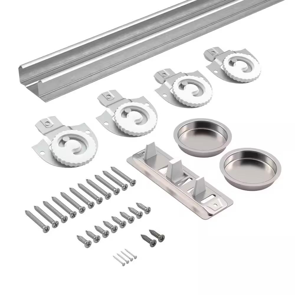 60 In. (1520 Mm) Bypass Sliding 2 Door Complete Hardware Kit with Zinc Track gallery