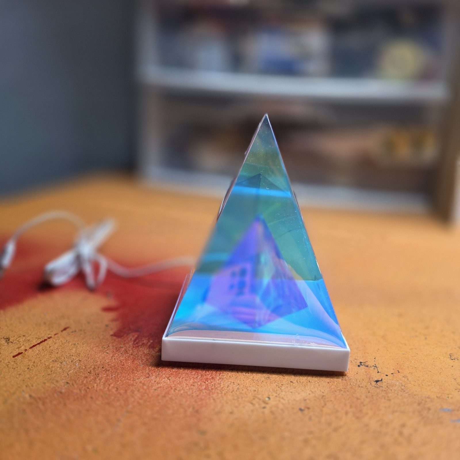 LED Pyramid Table Lamp Color-Changing Multicolor Light Blue/White Base Corded gallery