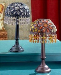 ROMANTIC BEADED TEA LIGHT CANDLE ACCENT TABLE LAMP CANDLEHOLDER BLACK OR BRONZE