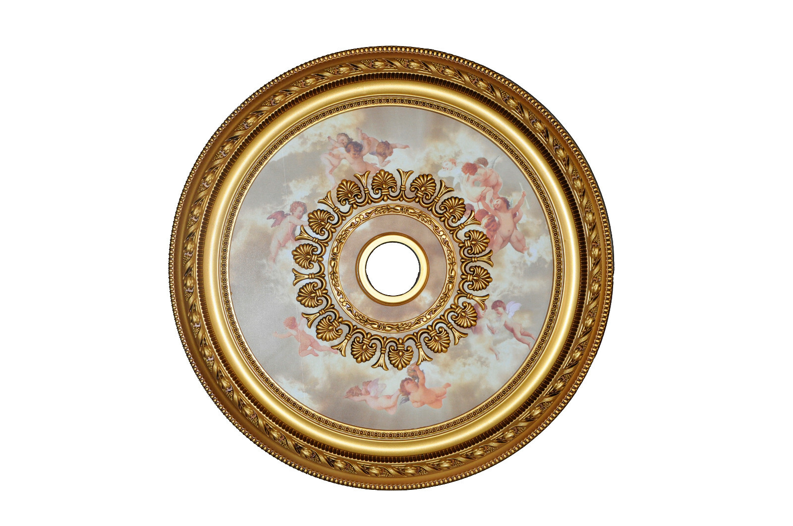 32" ROUND CHANDELIER CEILING MEDALLION ANGELS CLOUDS FOYER DINING ROOM BEDROOM gallery