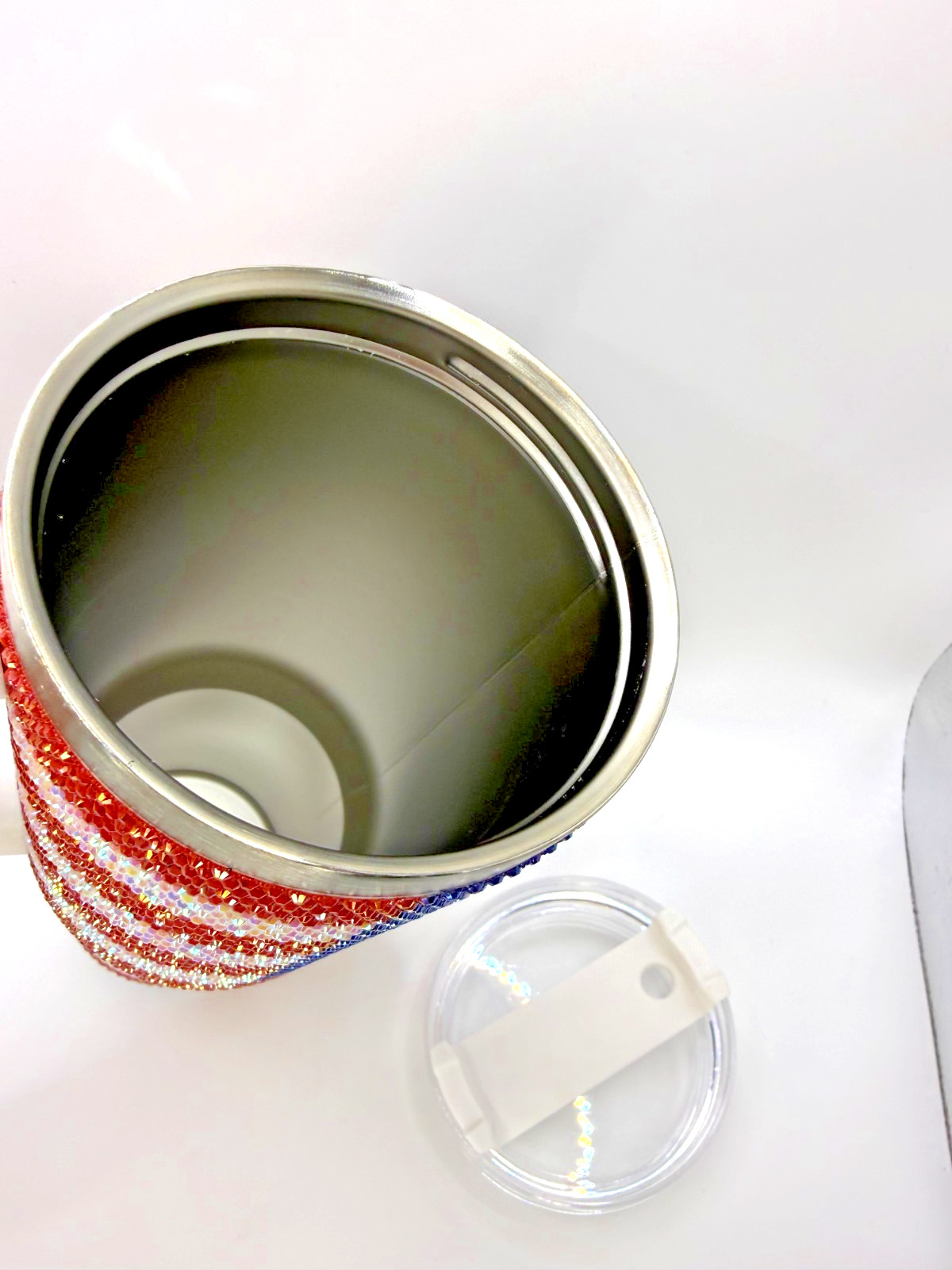 🇺🇸USA 🇺🇸 Rhinestone American Flag Tumbler With Handle & Lid 40 Oz Stainless gallery