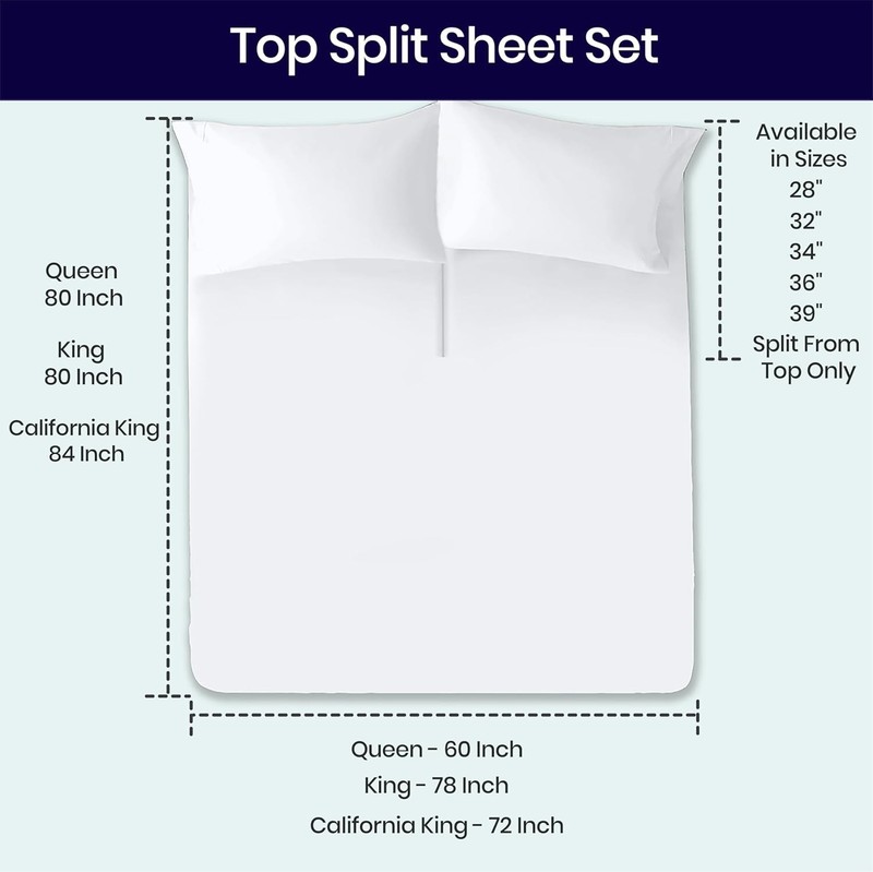 King Split Top Flex Head Sheet 100% Egyptian Cotton Sheet Set Flex Top Sheet for gallery