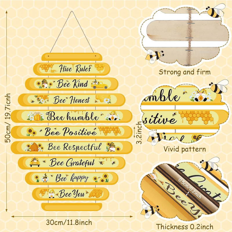 Bee Decor Sign Hive Rules Decorations Plaque Spring Wall Decor Daisy Honey Bee S gallery