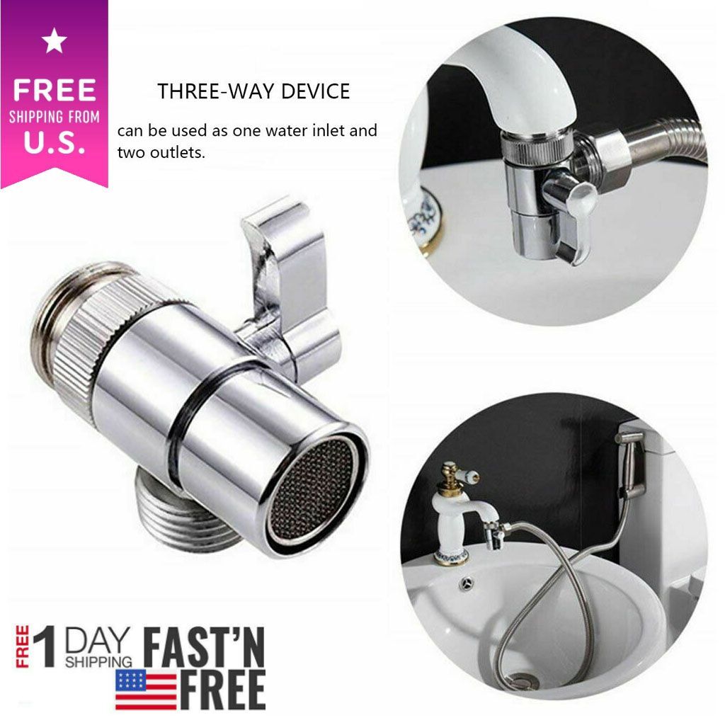 Head Faucet Adapter Diverter Valve Water Tap Connector Kitchen Sink Splitter USA gallery