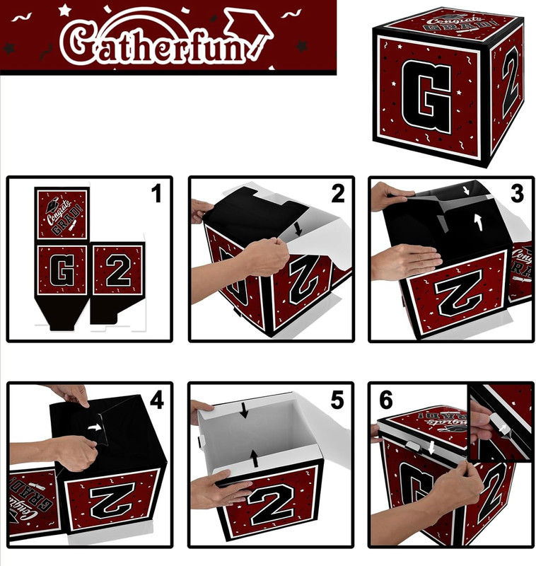 2026 Graduation Decoration Set - Class of 2025 Balloon Boxes in Maroon and Black gallery