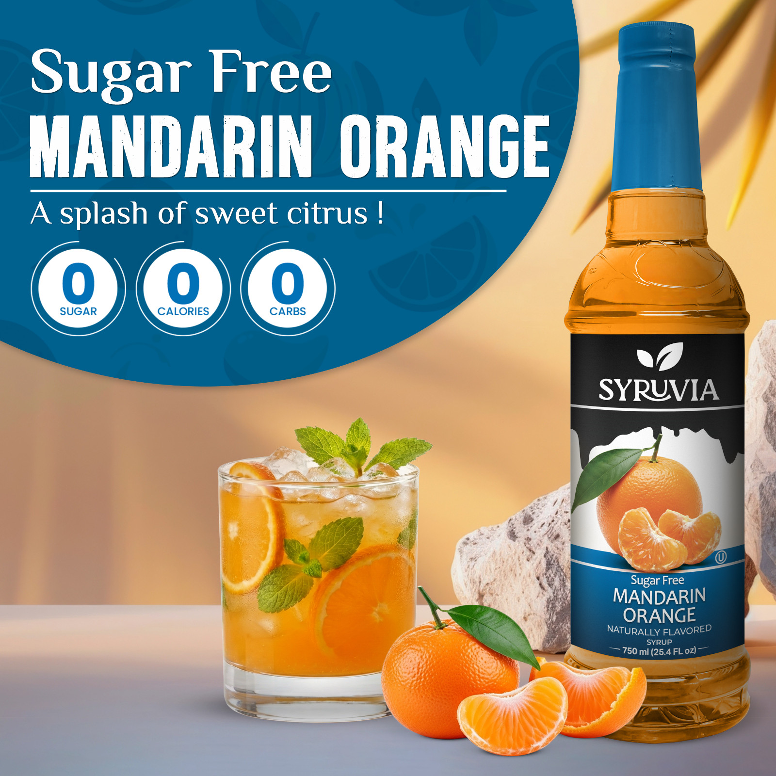 Syruvia Sugar Free Mandarin Orange Syrup 25.4 fl oz, for Cocktails & More gallery