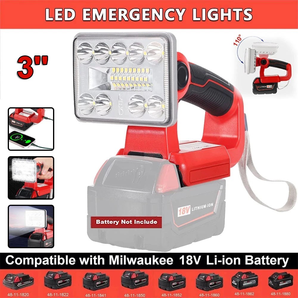 9W 1000LM High Lumens Flashlight Bright LED Work Light for Milwaukee 18V Battery gallery