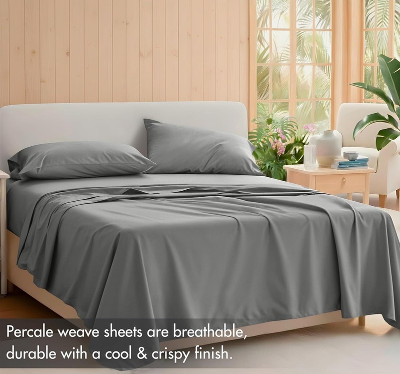 100% Cotton Percale Sheets Queen Size – Crisp Cooling Bed Sheets for Hot Slee... gallery