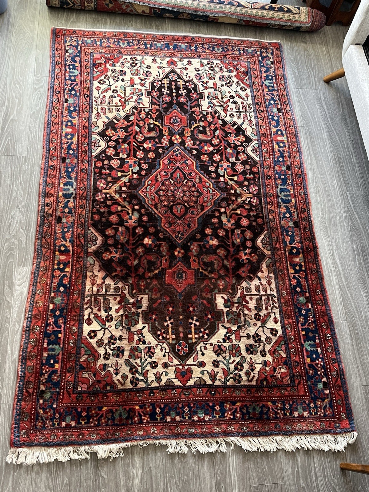 Nehawand Hand-Knotted Wool Oriental Area Rug 147x243cm Fringed Low Pile gallery