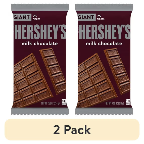2pack Hershey's Milk Chocolate Giant Candy, Bar 7.56oz, 25Pieces gallery