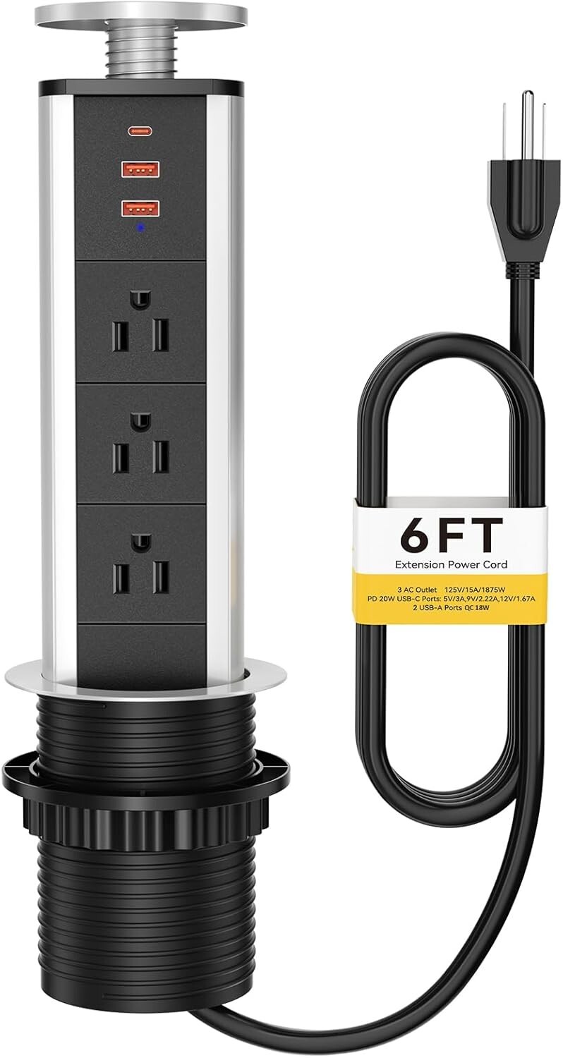 Pop Up Outlet For Countertop Pop Up Socket With 3 Ac Outlets And 2 Usba & 1 Pd 2 gallery