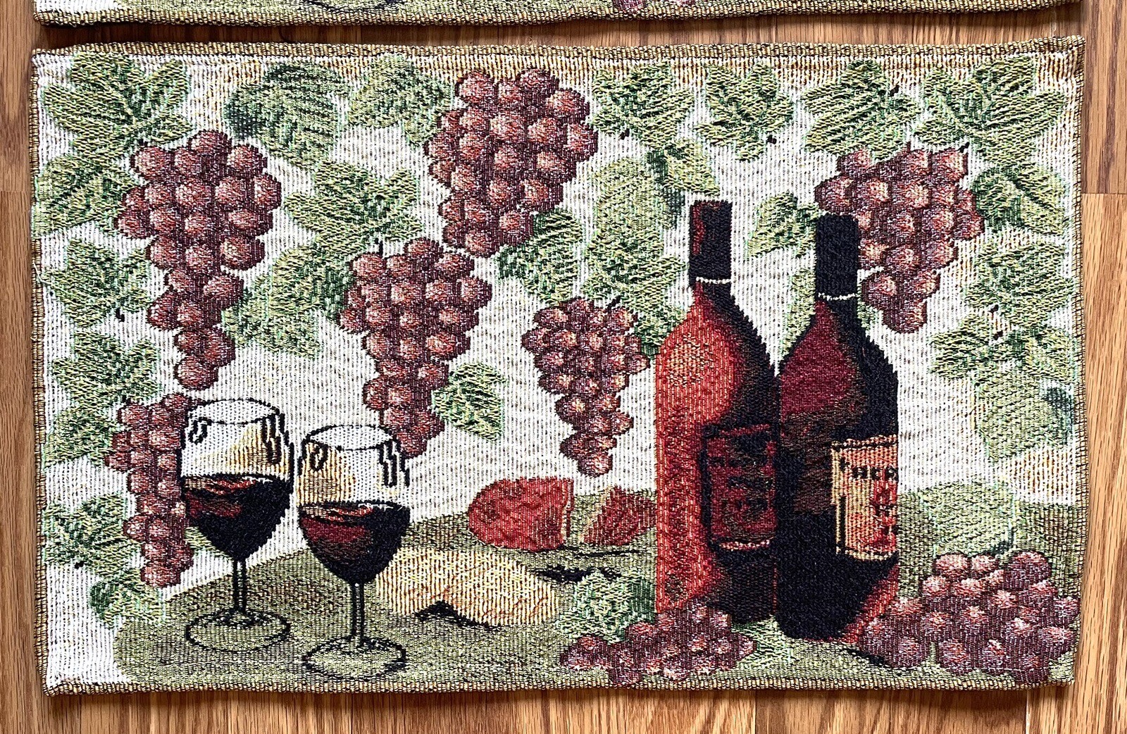 Wine Theme Tapestry Placemats Set Of 2 EUC No Flaws 12 X 19” VTG gallery
