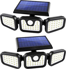 20000LM Solar Security Light Outdoor 3 head 74 LED Motion Sensor Waterproof Lamp