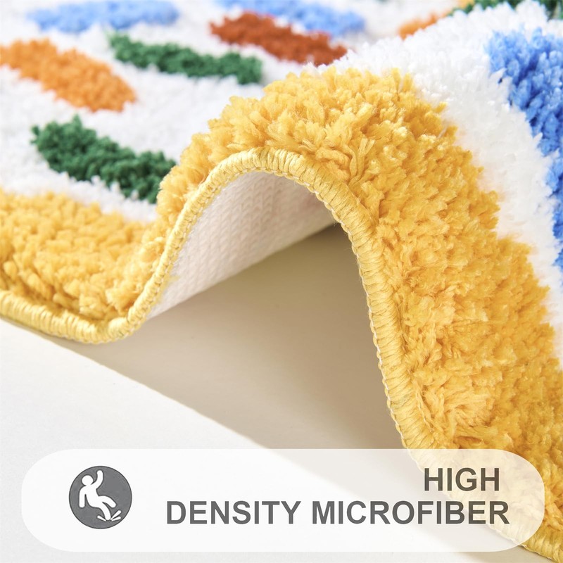 Rainbow Sprinkle Bath Mat Non-Slip 16’’W x 24’’L Colorful Fun Boho Scalloped ... gallery