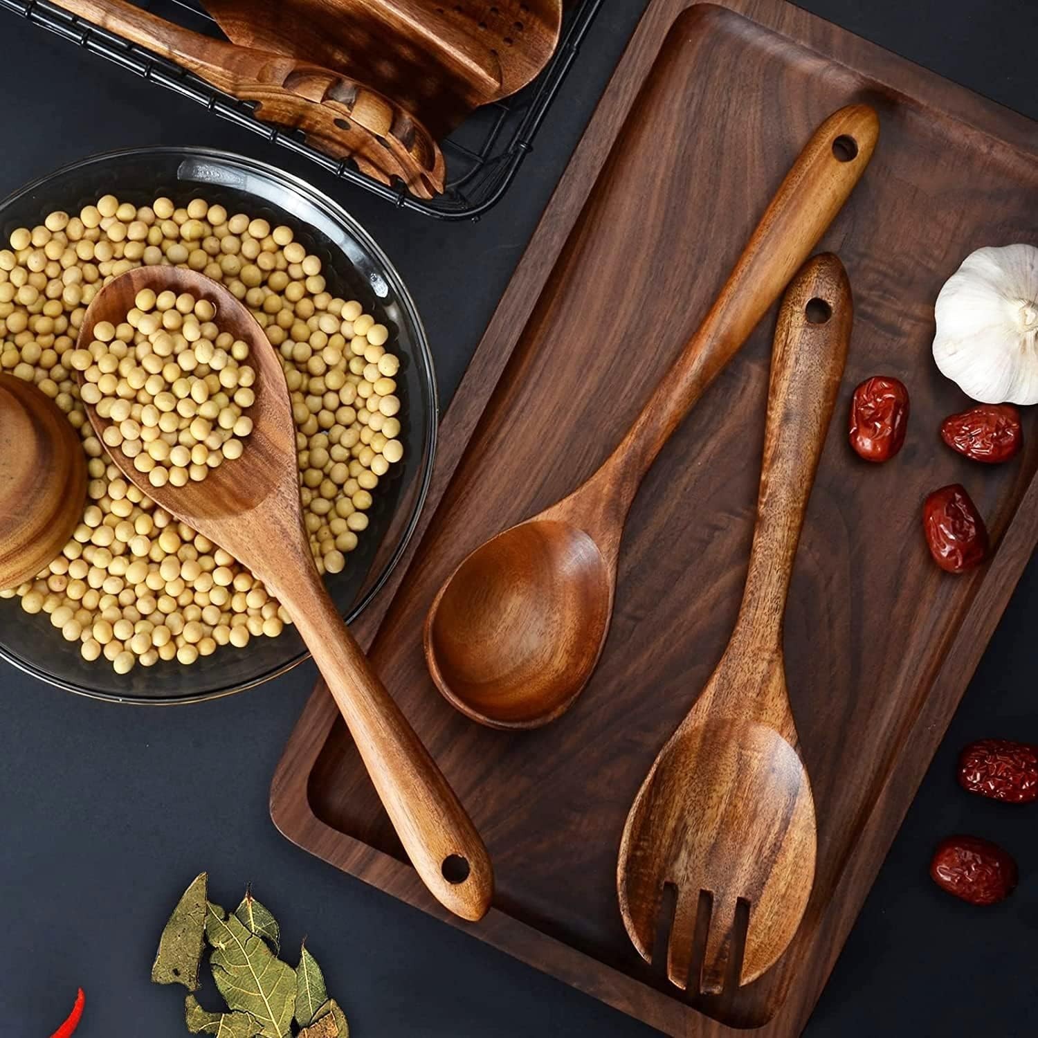 Wooden Cooking Utensils Set Non Toxic Eco Friendly Kitchen Tools Spoon Spatula gallery