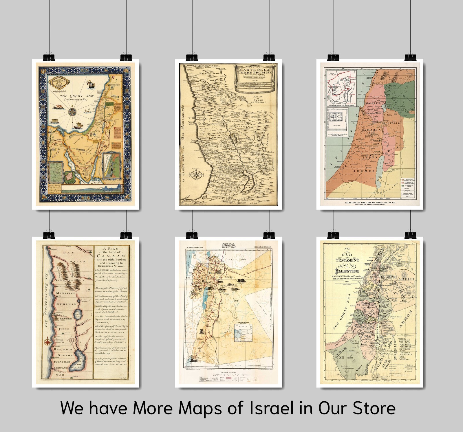 1895 Map Palestine During Monarchy Israel Christianity Wall Art Poster Print gallery