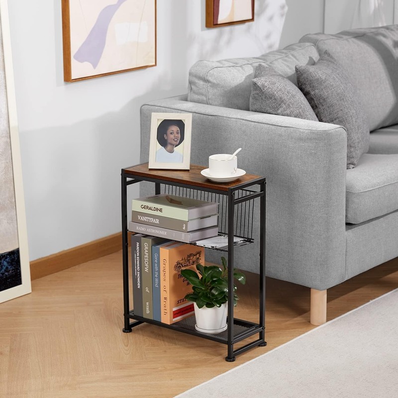 SMALL STORAGE SIDE TABLE Magazine Holder End Table Bedside Nightstand Slim End gallery