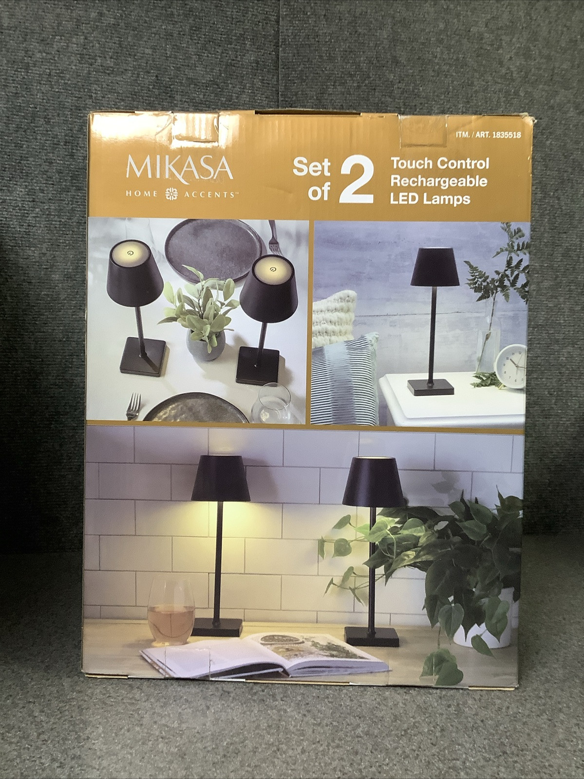 Mikasa Touch Control Rechargeable LED Lamps Set of 2 in Black M71A gallery