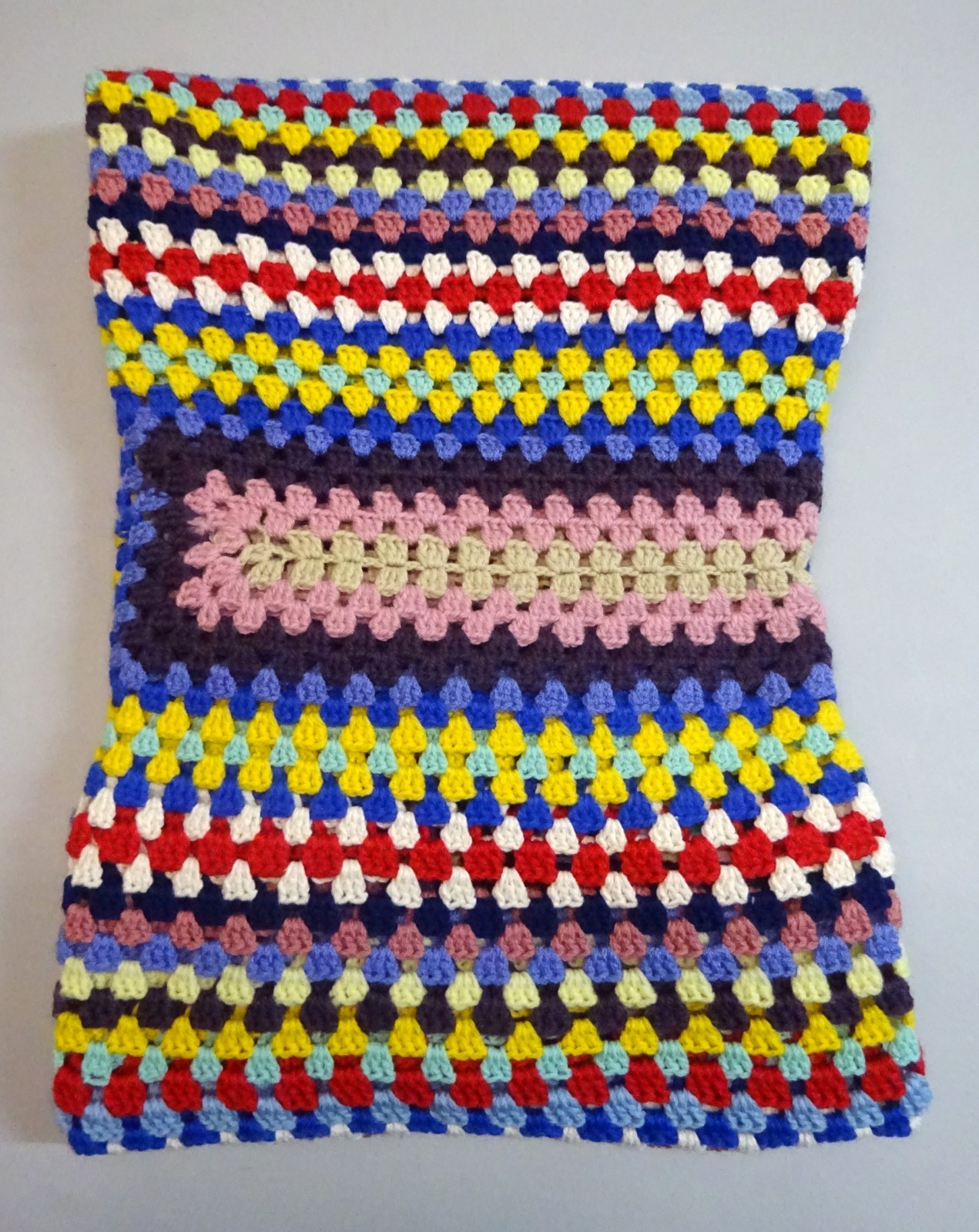 Hand Crocheted Multi-Coloured Rectangular Granny Throw Rug Blanket 185cm x 102cm gallery