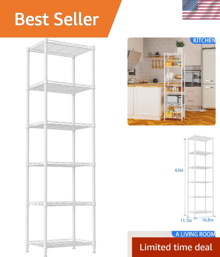 Durable 6-Tier Wire Shelving Unit – Perfect for Laundry, Bathroom, and Pantry gallery