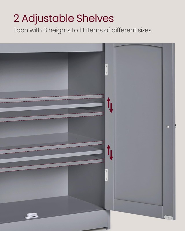 Bathroom Storage Cabinet, Bathroom Floor Cabinet with 2 Doors, 2 Adjustable S... gallery