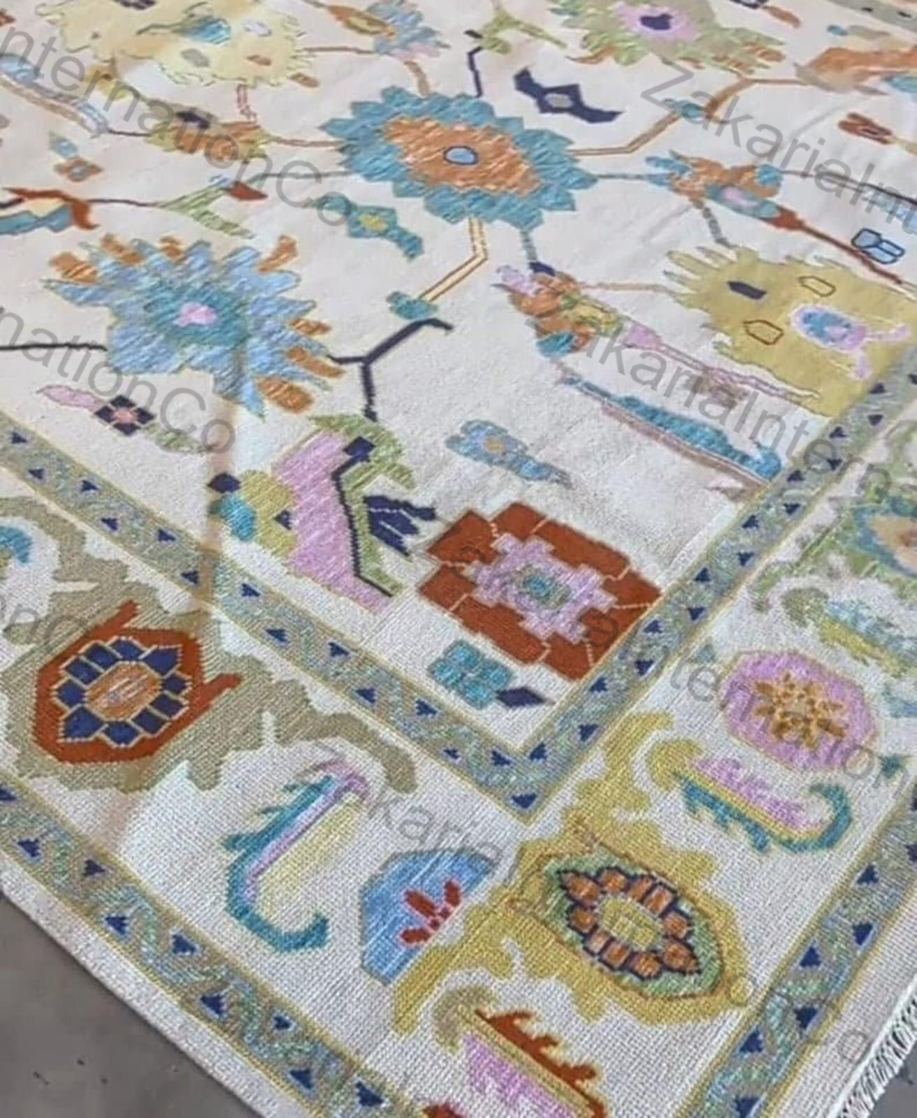 Hand Knotted Wool Rug Vintage Oushak Style Oriental Carpet 3x5 Living Room gallery