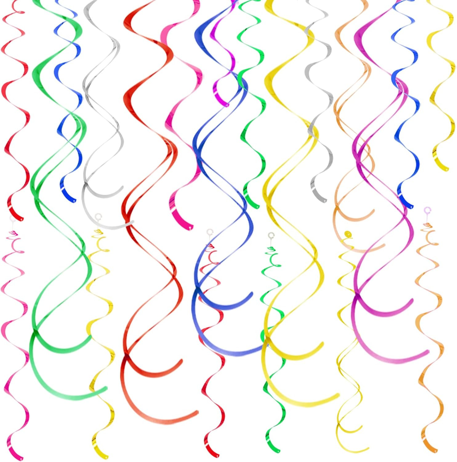 Colorful Ceiling Swirl Foil Decorations Hanging Plastic Streamer Themed Swirl Pa gallery