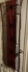 Double Sided Table Runner Maroon~Black Knit Sheer Fabric Star Burst 55.5”L 19.5”