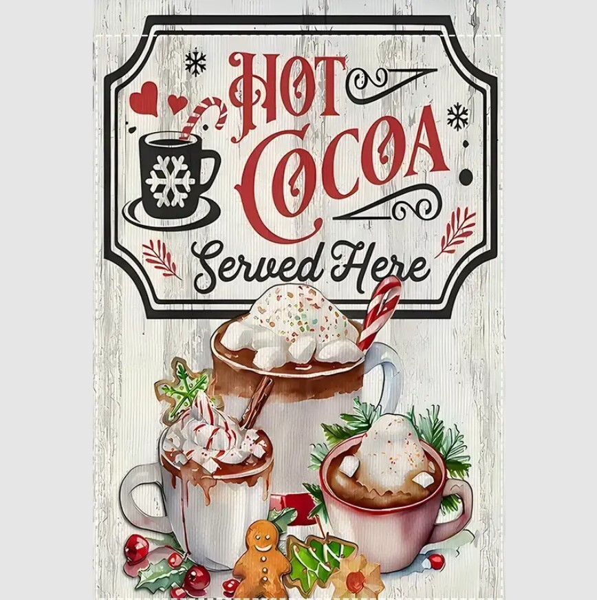 Christmas Hot Cocoa Served Here Burlap Garden Flag-12"x18" gallery