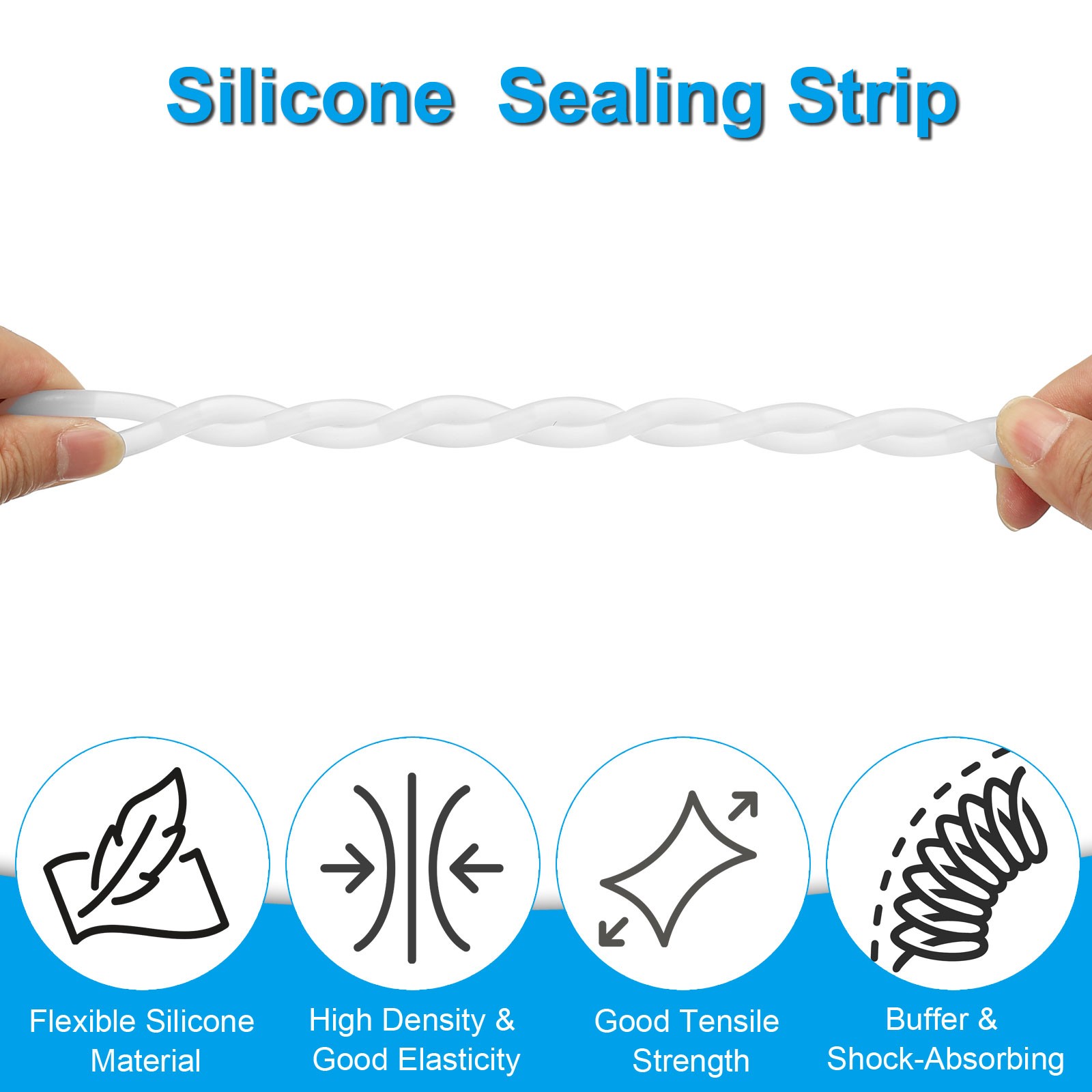5M (16.4Ft) 4MM (0.16") Dia High Density Solid Silicone Seal Strip, White gallery