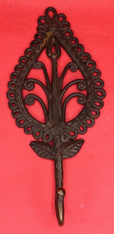 Leaf Shape Handmade Antique Style Brass Key Cloth Towel Wall Hook Hanger Gift gallery