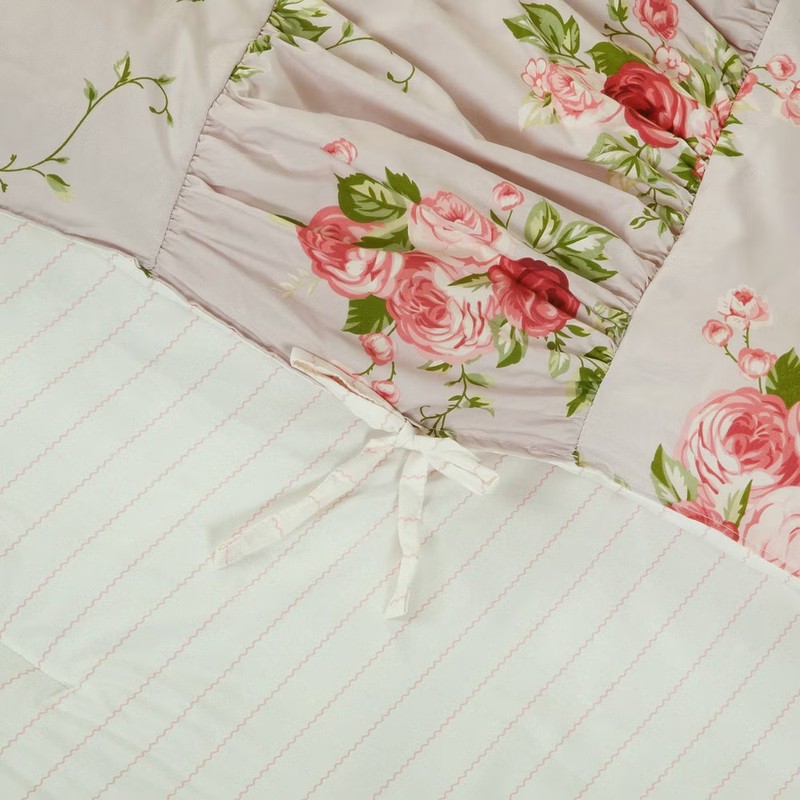 Full/Queen Ruched Comforter Set Pink Floral gallery